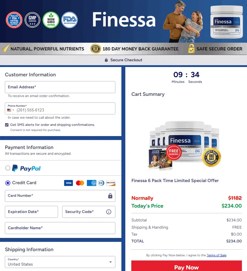 finessa checkout page